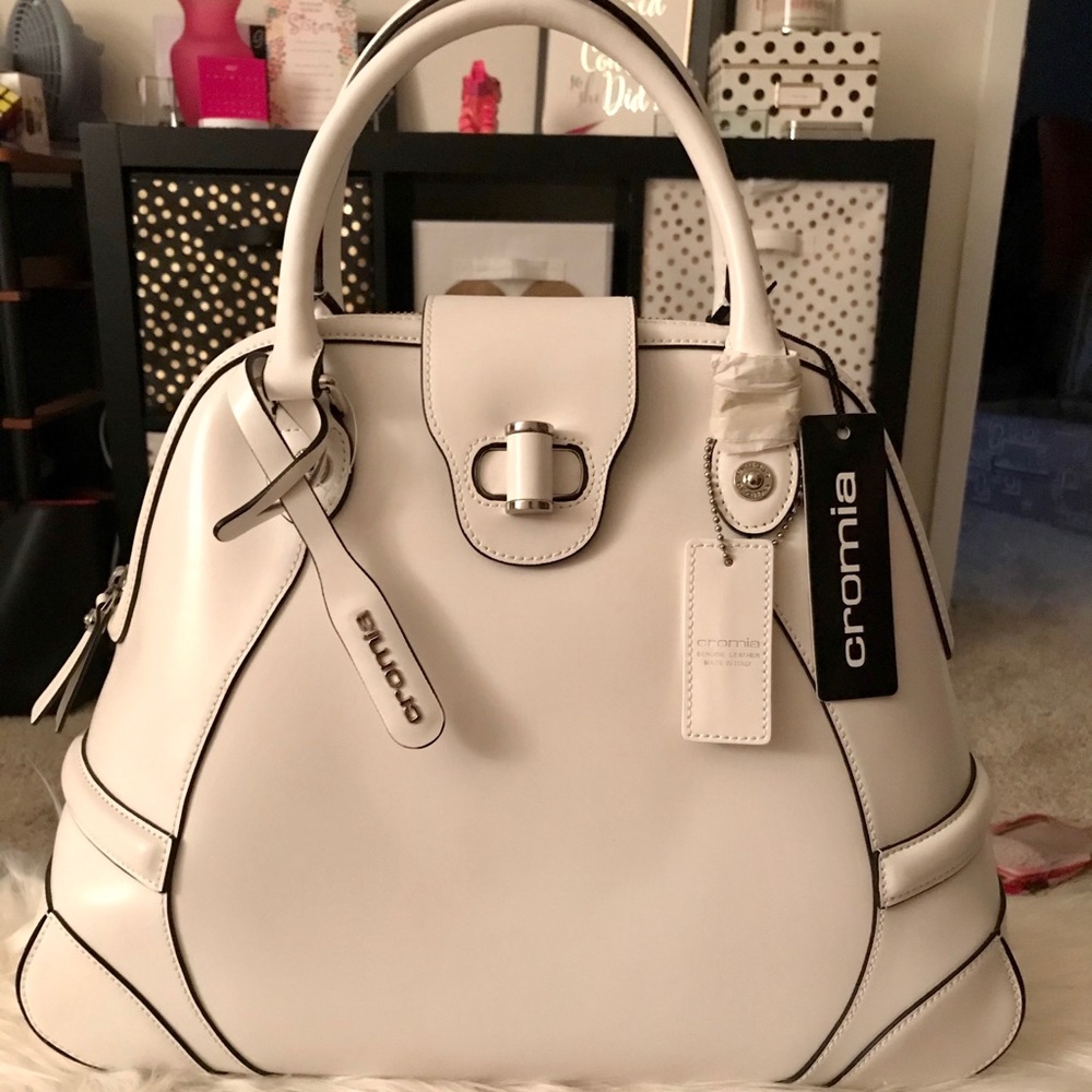 Cromia Beautiful White Leather Bag